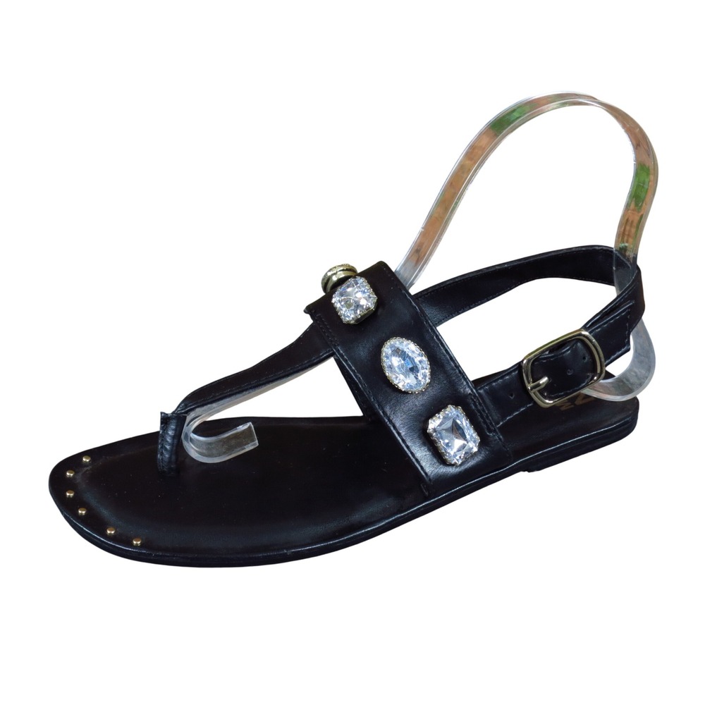 Madden NYC GGMN22AM002 Girls T-Strap Sandal Size 4 Dressy Black Rhinestone Studs